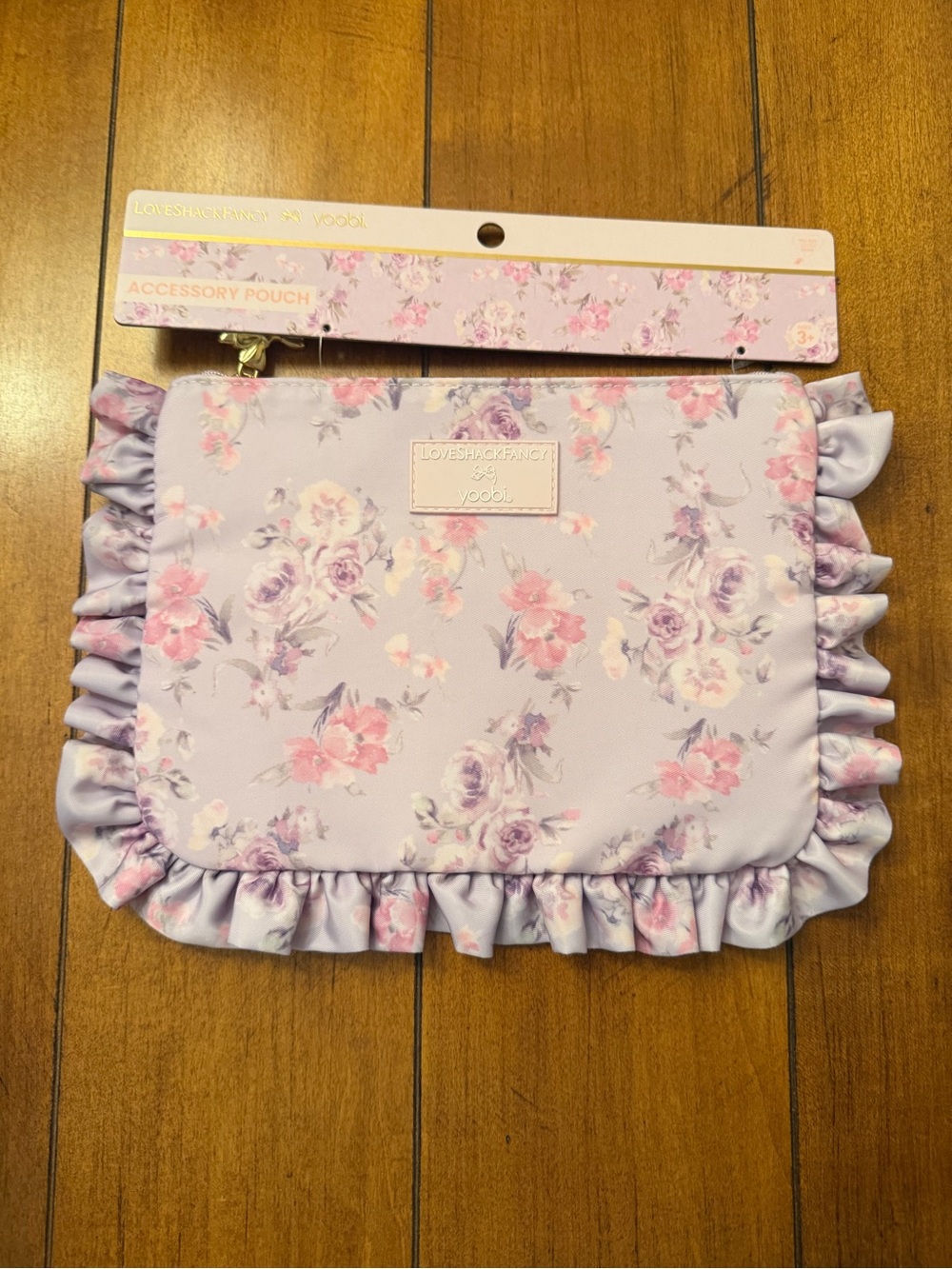 Love Shack Fancy Lavender Floral Ruffle Accessory Pouch